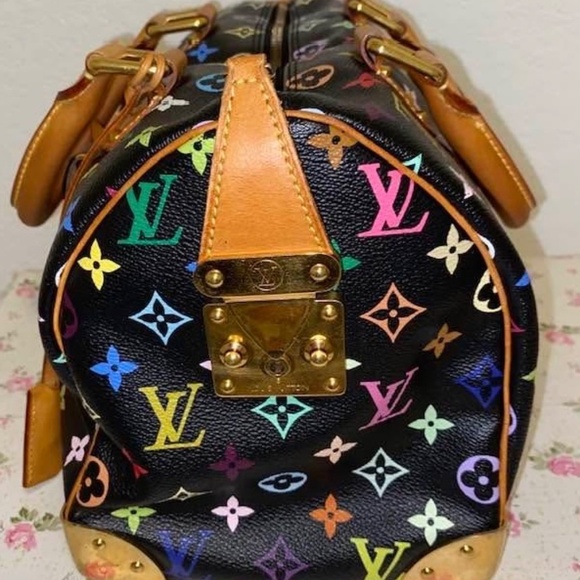 Louis Vuitton black noir multicolor speedy 30 Takashi Murakami 💯 % authentic - Picture 7 of 16